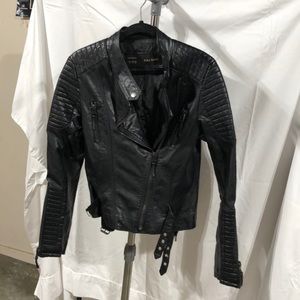 Black Zara Leather Moto Jacket